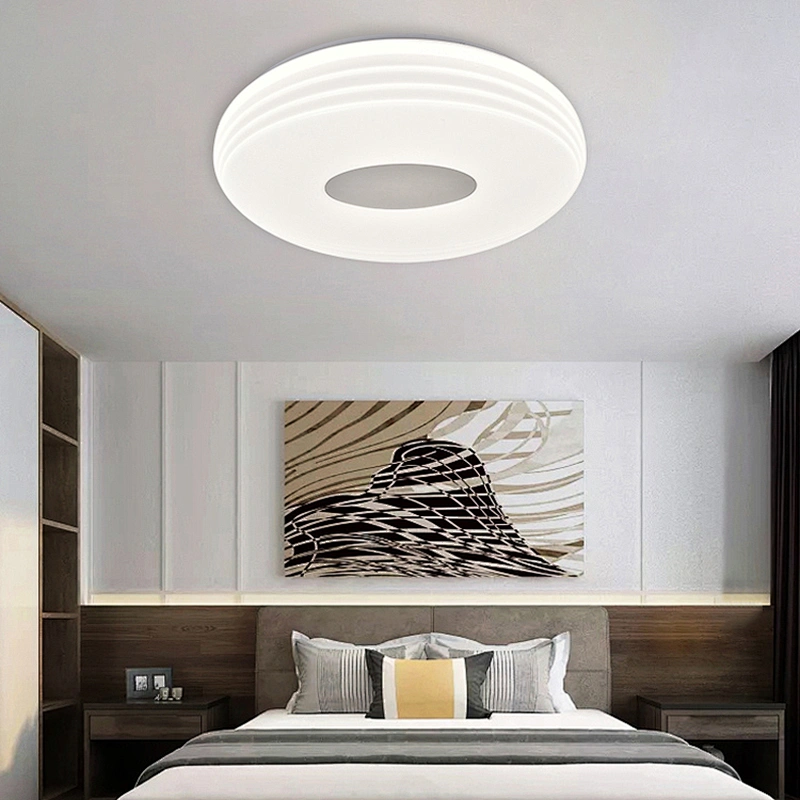 Wholesale price plastic iron modern 2.4G dimmable bedroom decorative round led ceiling light