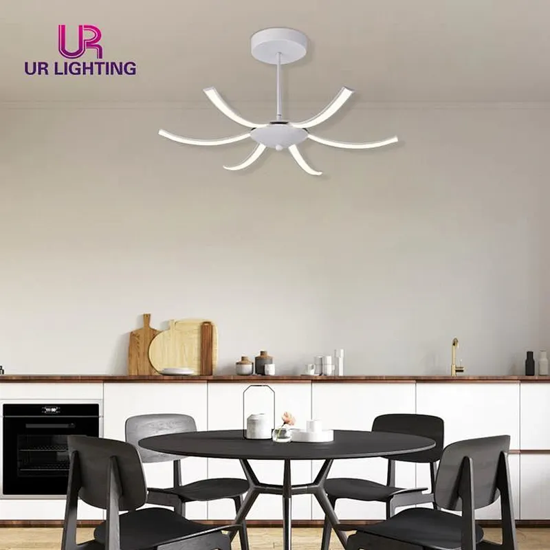New Design Hanging Luxury Aluminum Acrylic White Concise Led Chandelier