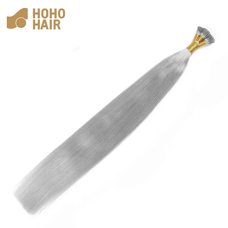 100% brazilian human hair prebonded 26 inch grey i tip hair extension