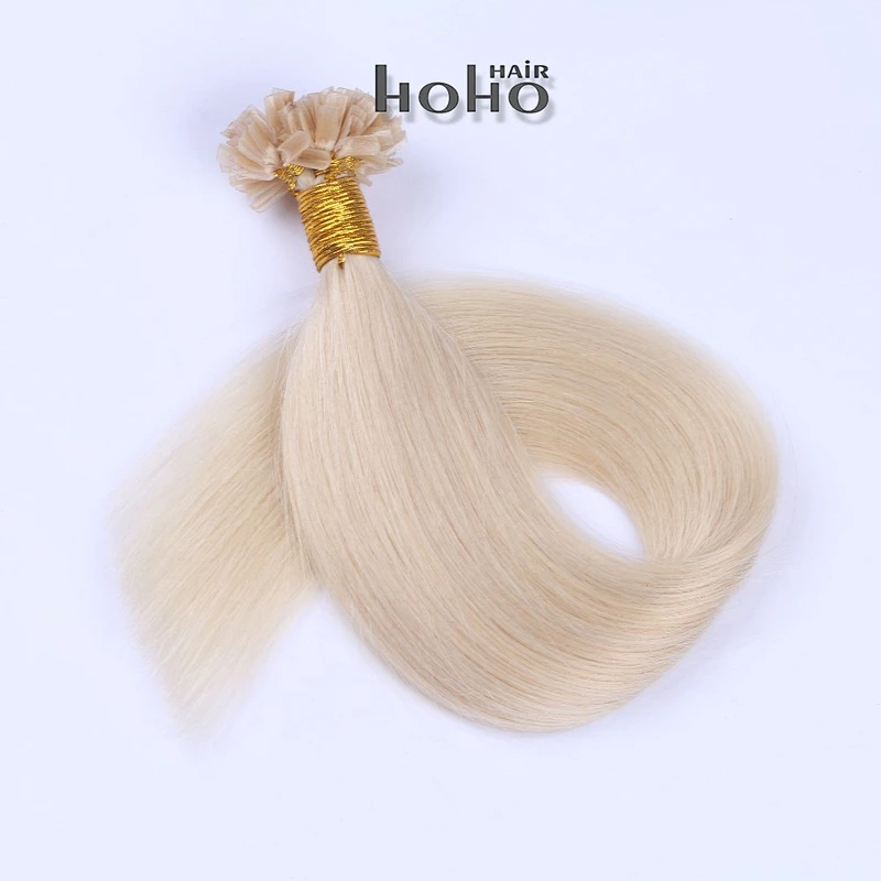 [HoHo Hair] Hot selling top quality remy hair 18-24 inch #613 u nail tip hair extension