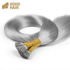 100% brazilian human hair prebonded 26 inch grey i tip hair extension