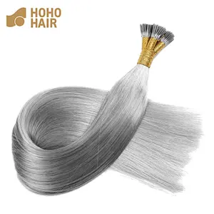 100% brazilian human hair prebonded 26 inch grey i tip hair extension