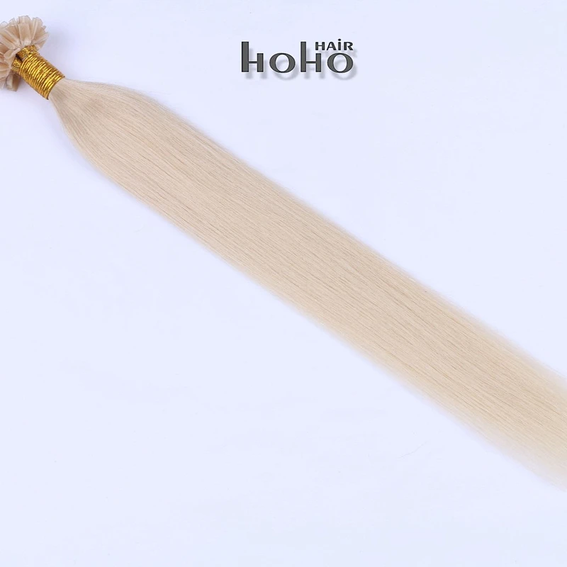 [HoHo Hair] Hot selling top quality remy hair 18-24 inch #613 u nail tip hair extension