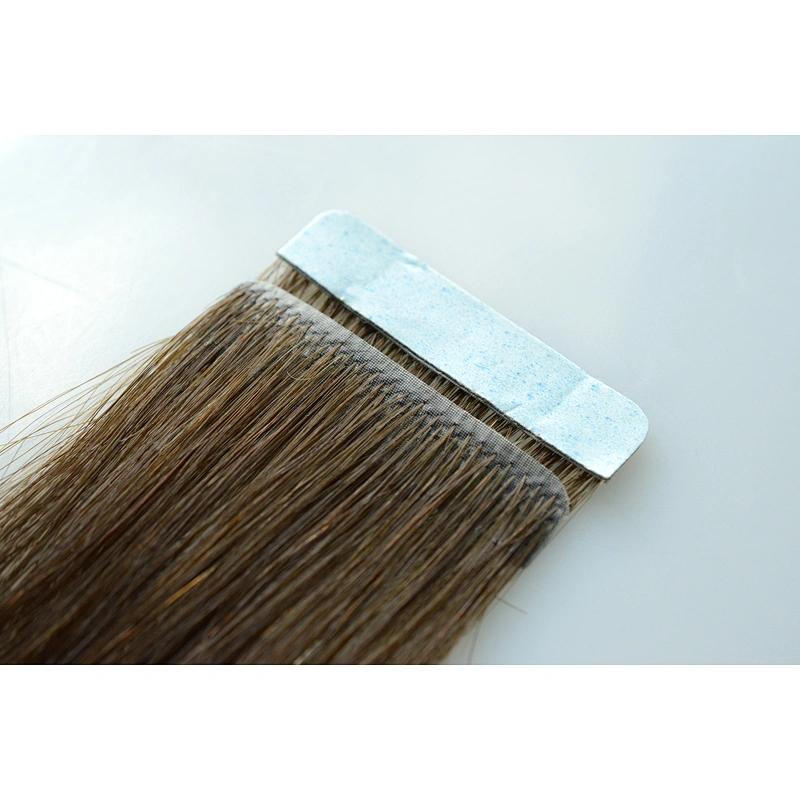 Wholesale high quality super double drawn, tangle free natrual silky cuticle aligned virgin tape in human hair extensions
