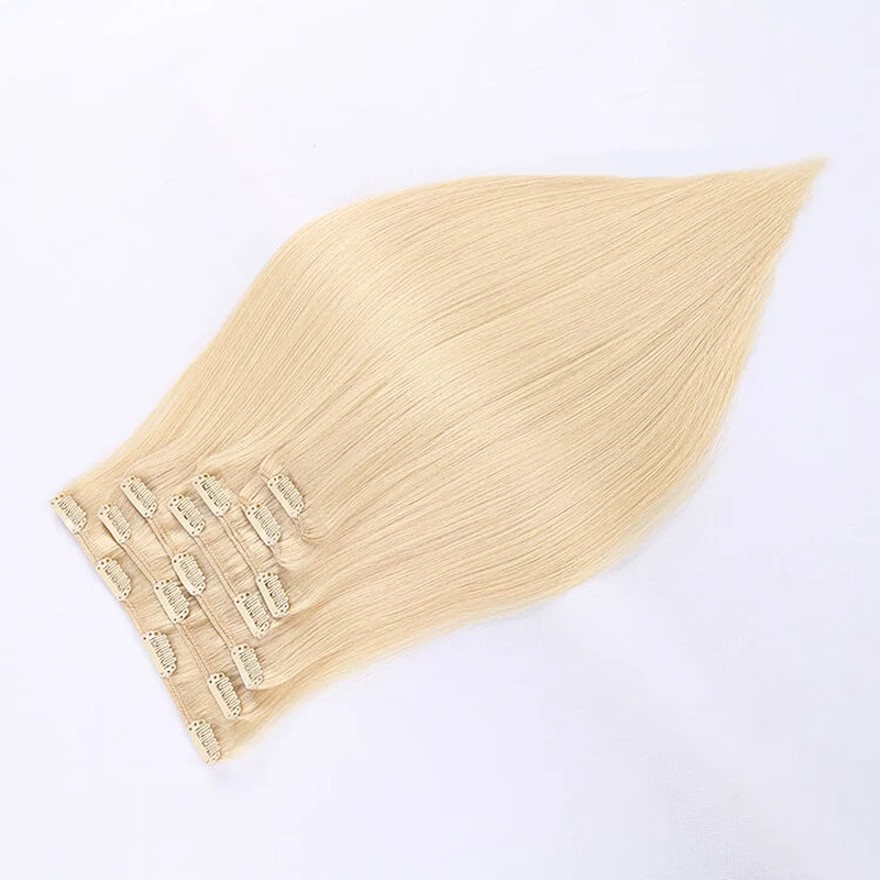 High quality raw indian hair european hair extensions clip in