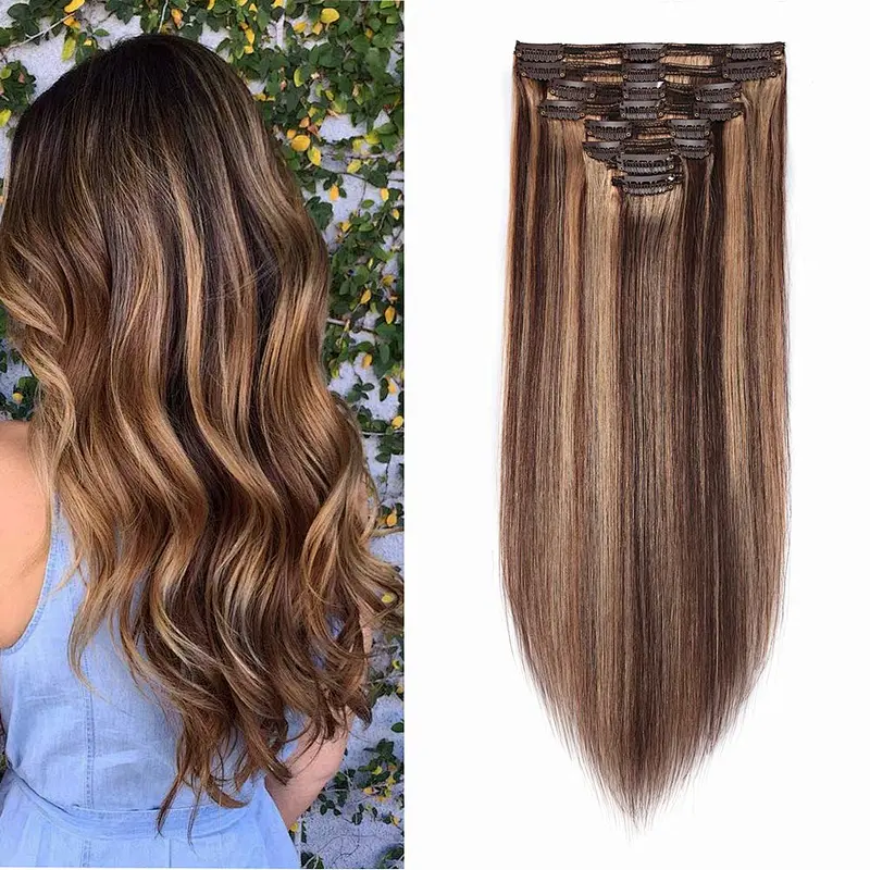 Best selling product unprocessed hair, clip button hair extension