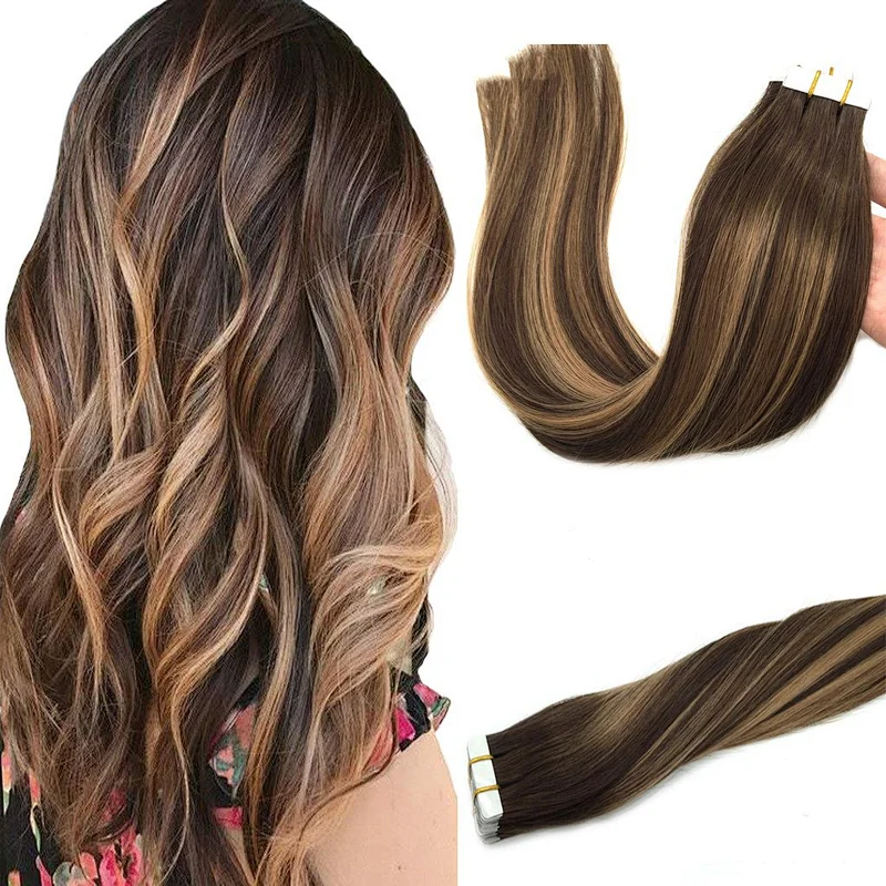 best human injection tape in beautiful princess hair tape in hair extension auburn brown
