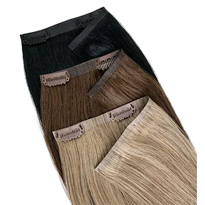 Hot sale tangle free double drawn human hair, 5 clips hair extension