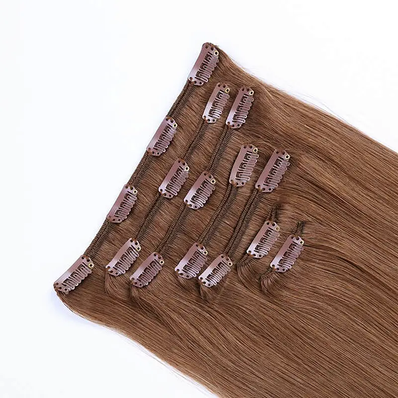 Wholesale high quality cuticle aligned hair grijze kleur clip in hair extensions