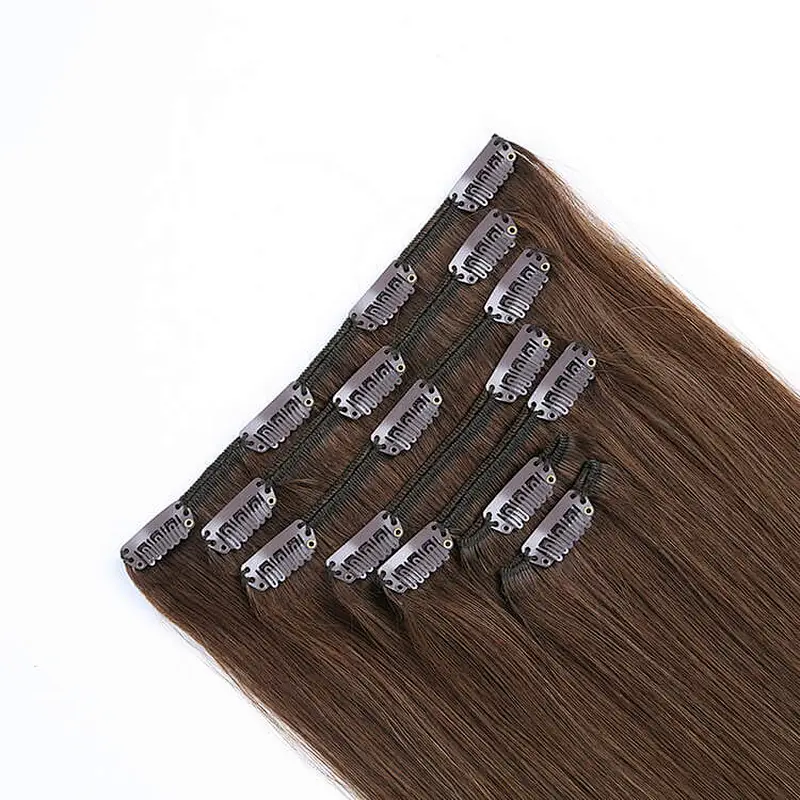 High quality raw indian hair european hair extensions clip in