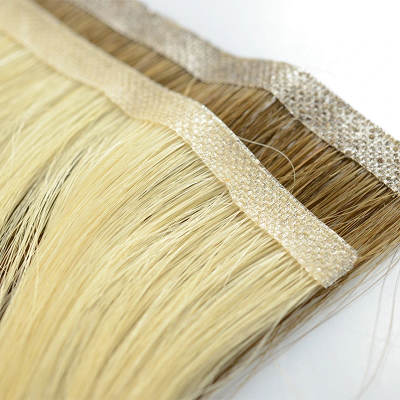 Free sample virgin remy double drawn 16 inch hand tied hair extensions skin weft