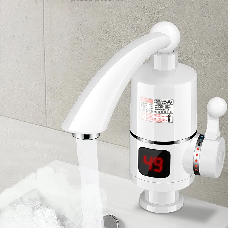 LED Digital Display 220V 110V Instant Tankless House Water Heater Heating Electric Faucet Tap