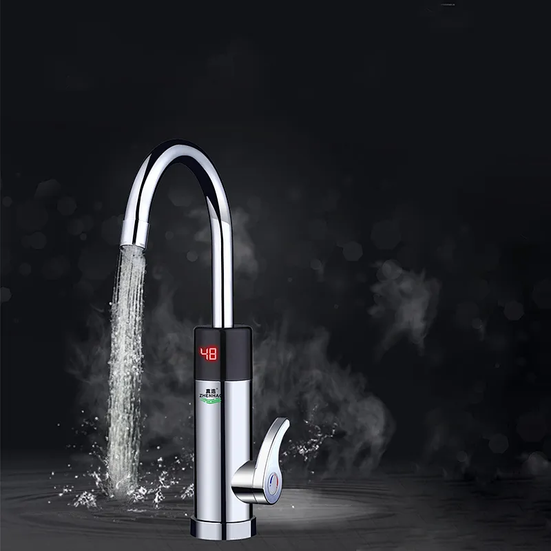 Electric Hot Water Heater Faucet Kitchen Instant Heating Tap Water Heater with LED EU Plug
