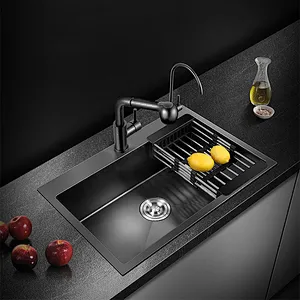 Nano black kitchen sink stainless steel custom size undermount double deep bowl sink