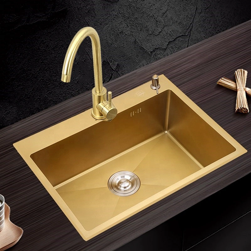SUS304 Stainless Steel Kitchen Sink Golden Nano Sink