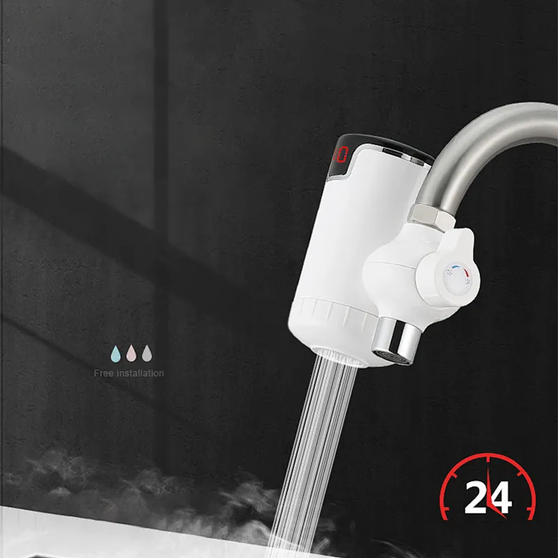 white color led Display fast electric heating water tap