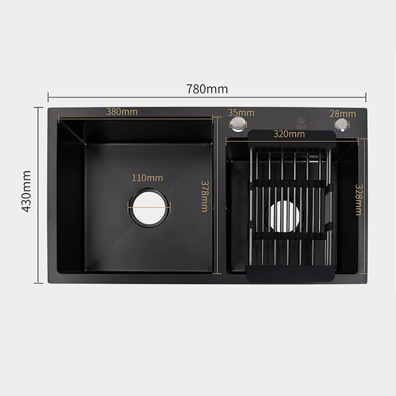 Commercial Kitchen Rectangle Sink Nano Black Kitchen Sink