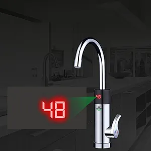 Electric Hot Water Heater Faucet Kitchen Instant Heating Tap Water Heater with LED EU Plug