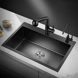 Nano black kitchen sink stainless steel custom size undermount double deep bowl sink