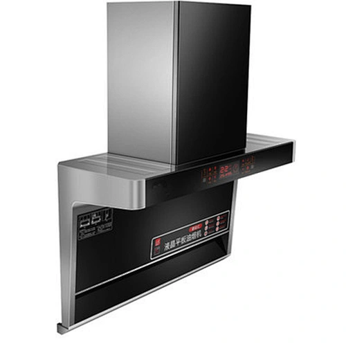 Wall-Mounted Black Glass Range Hood With Blue Feature Led,Filters Range Hood