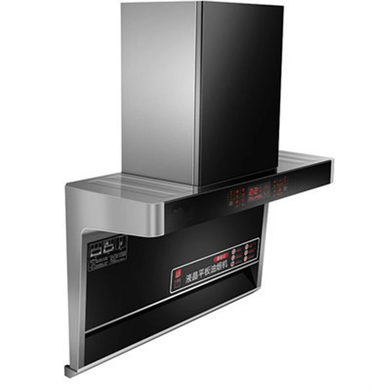 Wall-Mounted Black Glass Range Hood With Blue Feature Led,Filters Range Hood