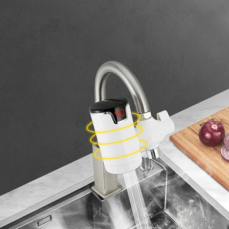 white color led Display fast electric heating water tap