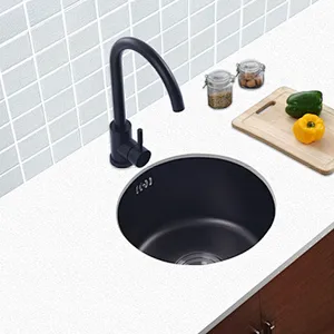 Black Nano Untermount stainless steel Round kitchen sink