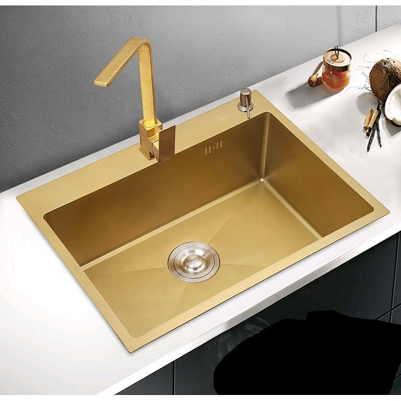 SUS304 Stainless Steel Kitchen Sink Golden Nano Sink