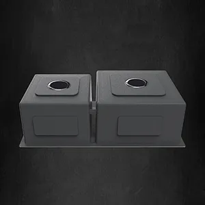 Black NANO undermount double bowl stainless steel handmade kitchen sink
