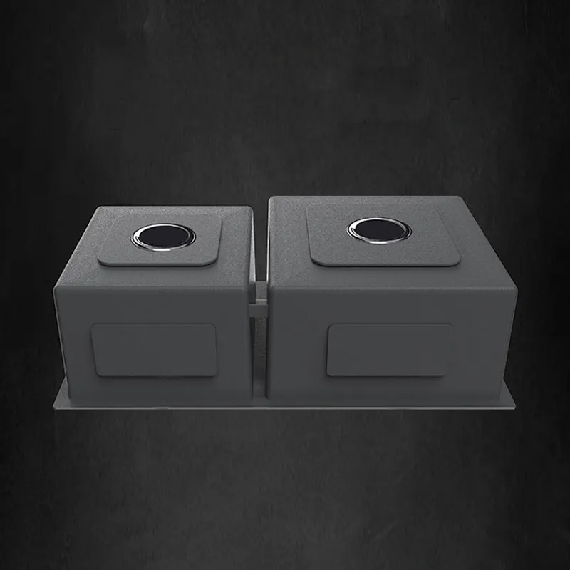 Black NANO undermount double bowl stainless steel handmade kitchen sink