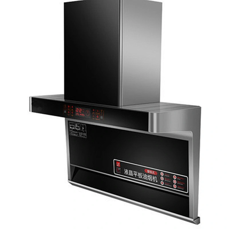 Wall-Mounted Black Glass Range Hood With Blue Feature Led,Filters Range Hood