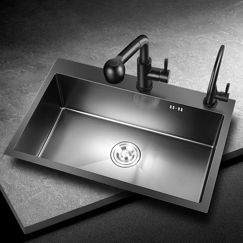 Nano black kitchen sink stainless steel custom size undermount double deep bowl sink