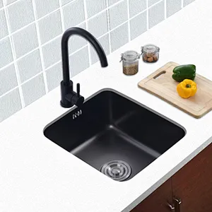 Black Nano Untermount stainless steel Round kitchen sink