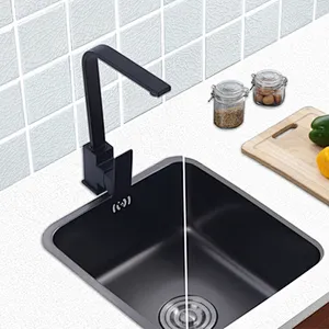 Black Nano Untermount stainless steel Round kitchen sink