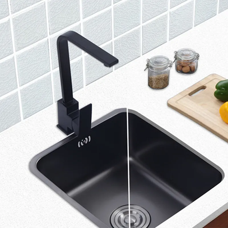 Black Nano Untermount stainless steel Round kitchen sink