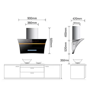 Smoke Grease Extractors Cooker Hoods Industrial, Stainless Range Hood
