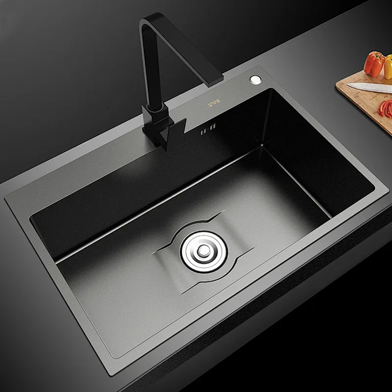 Factory Price Handmade Stainless Steel Kitchen Nano Black Sink