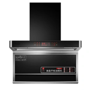 Wall-Mounted Black Glass Range Hood With Blue Feature Led,Filters Range Hood