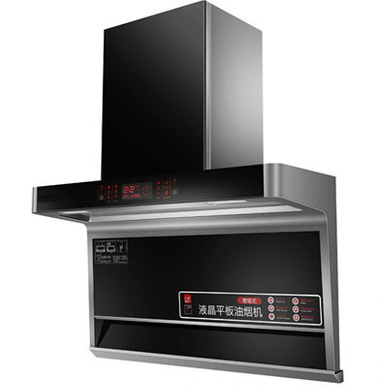 Wall-Mounted Black Glass Range Hood With Blue Feature Led,Filters Range Hood