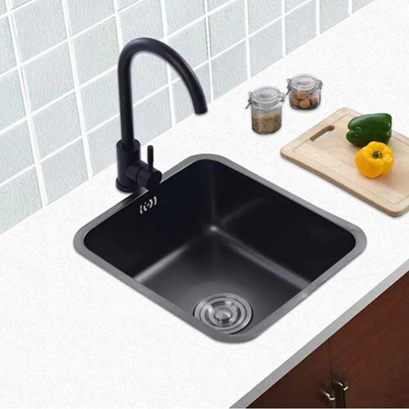 Black Nano Untermount stainless steel Round kitchen sink