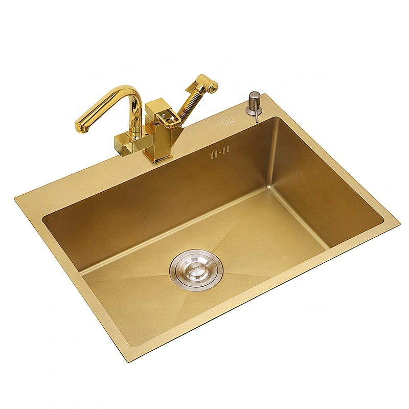 SUS304 Stainless Steel Kitchen Sink Golden Nano Sink