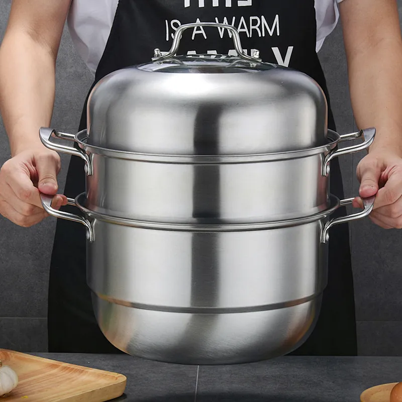 Wholesale stainless steel 3-layer food steamer with steamer pot