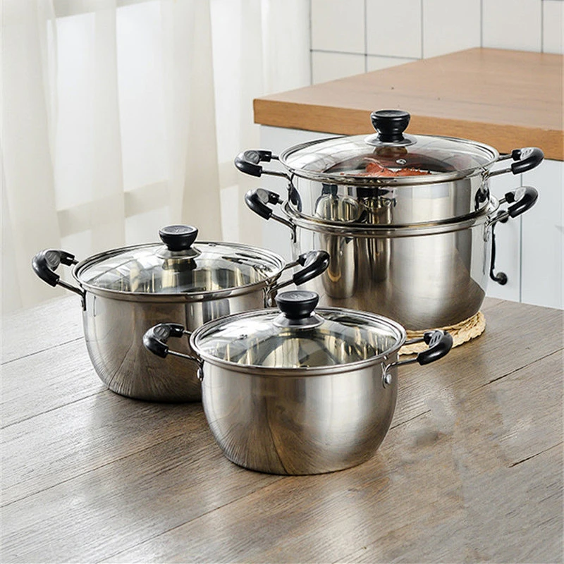 double handle stainless steel multi-function gas steaming soup food seafood steamer