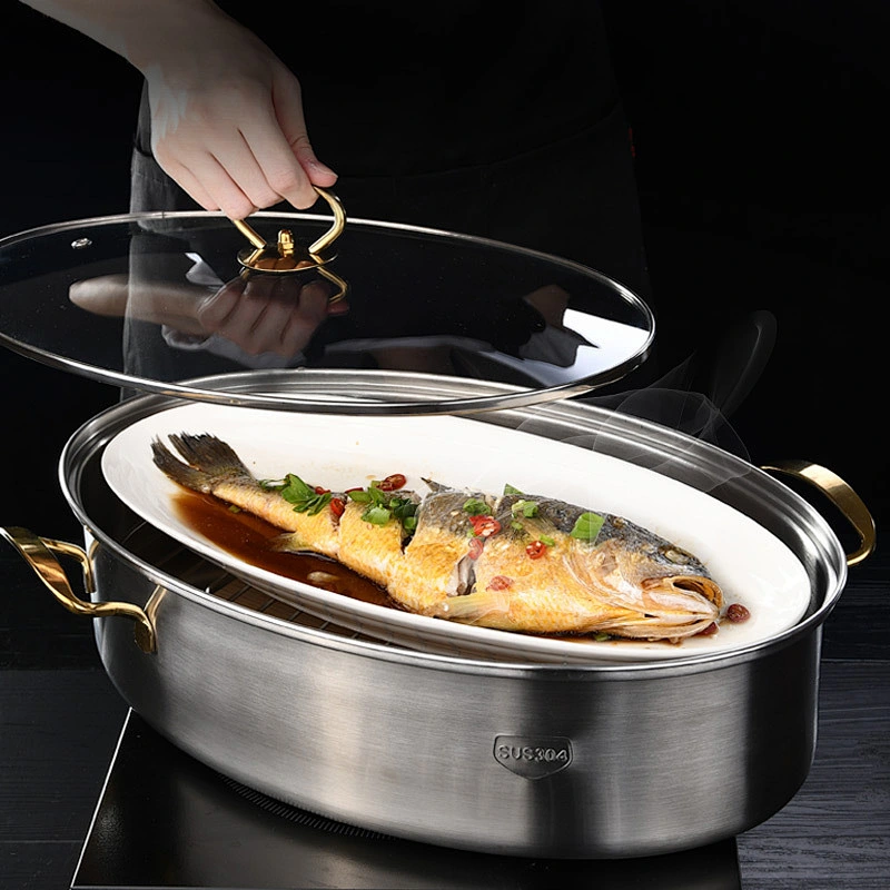 38cm Stainless steel fish steamer oval long steamer
