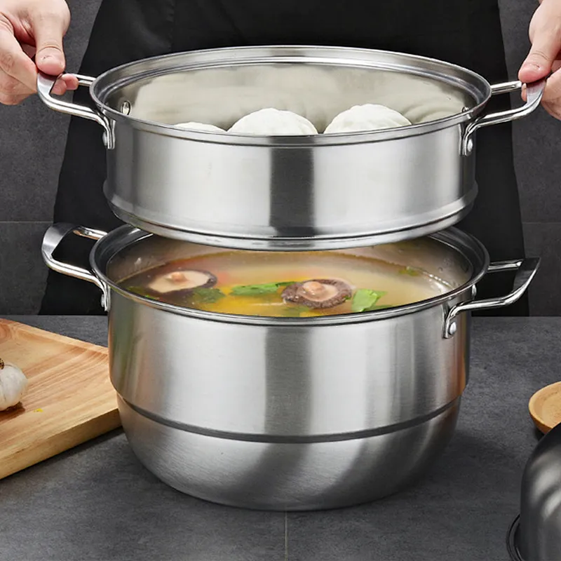 Wholesale stainless steel 3-layer food steamer with steamer pot