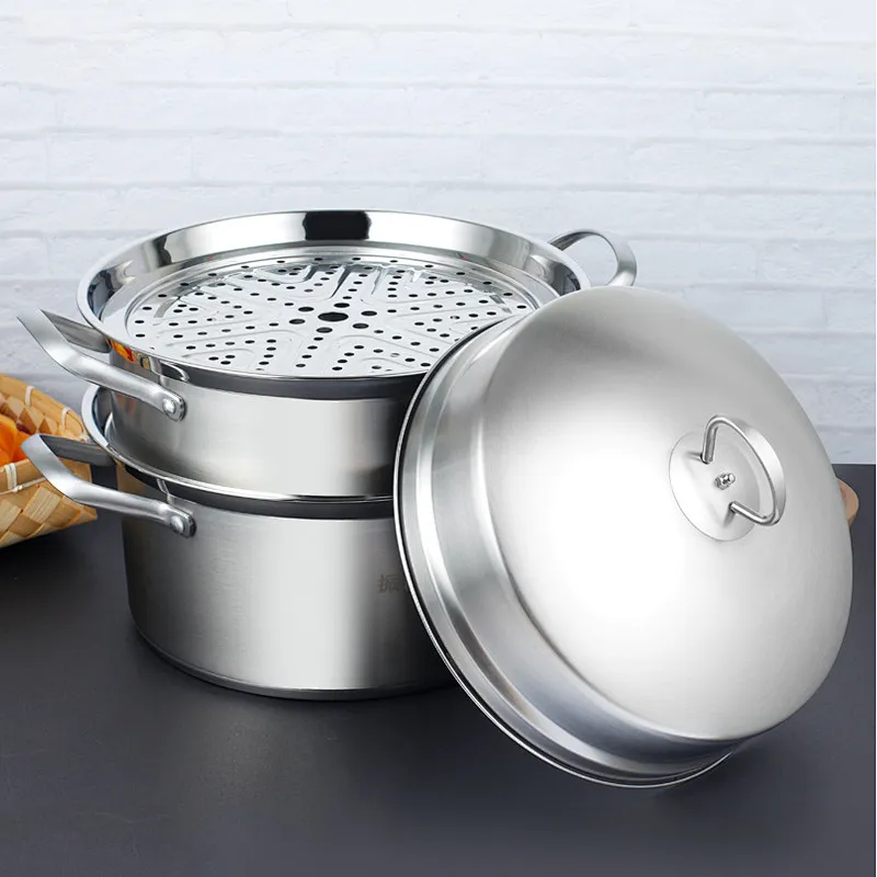 Stainless Steel 3 Layer Food Steam Pot 32CM Steamer for wholesale