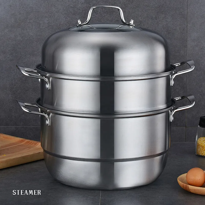 Wholesale stainless steel 3-layer food steamer with steamer pot