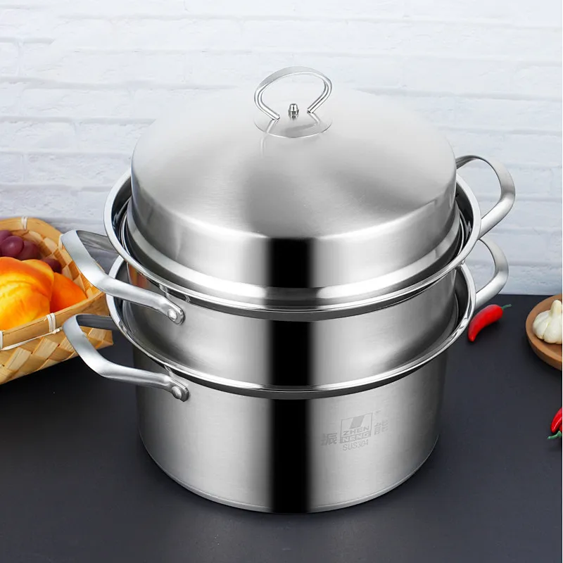 Stainless Steel 3 Layer Food Steam Pot 32CM Steamer for wholesale