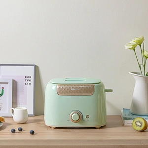 2018 Hot Sale Plastic Logo Toaster 2 Slice with Stainless Steel Panel
