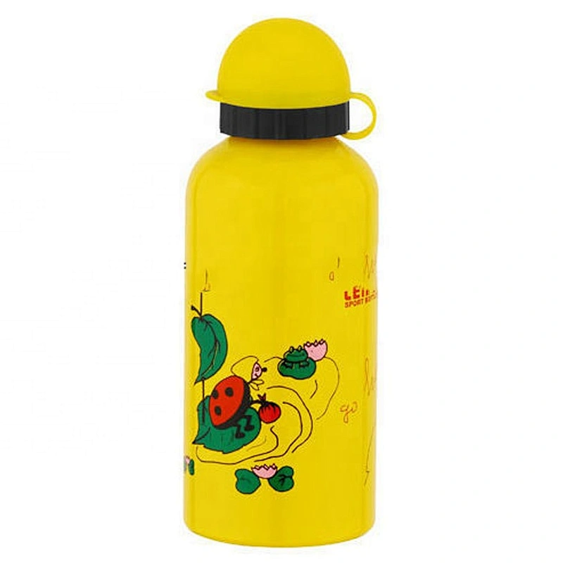 500ml Round Straw Plastic Lid Aluminium Sports Water Bottles